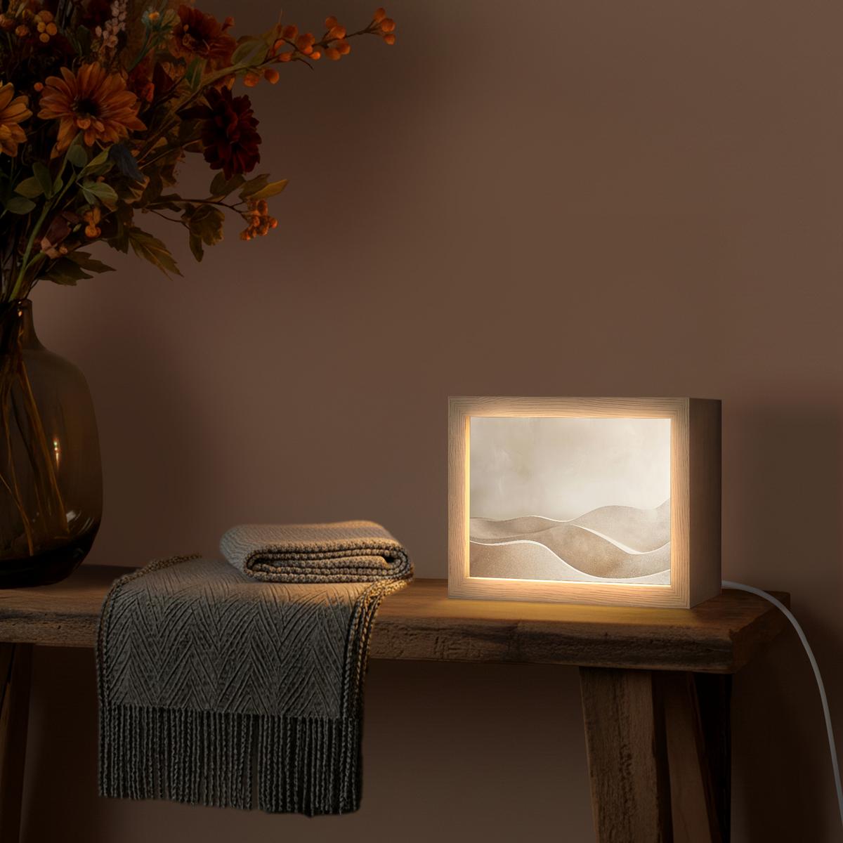 TISCHLEUCHTE Beige - Natur - Abstrakt - Modern 20x15 cm - Champagner, Holzwerkstoff (8/20/15cm) - OnlyWow