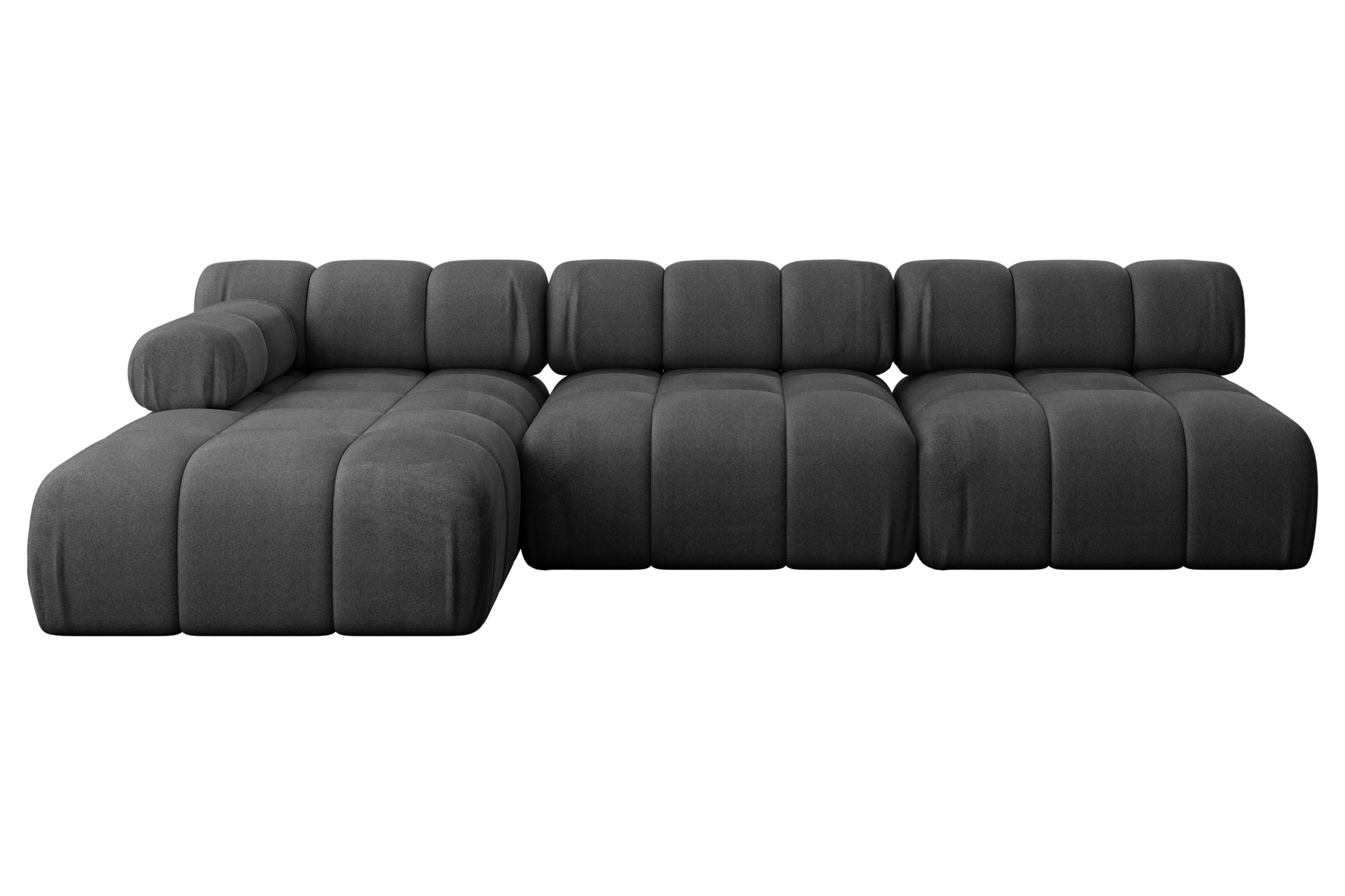 ECKSOFA modulares Sofa Razon-L2 - 285x160x70 cm Schwarz Velours - Schwarz, Holzwerkstoff/Textil (285/160cm) - ALTDECOR