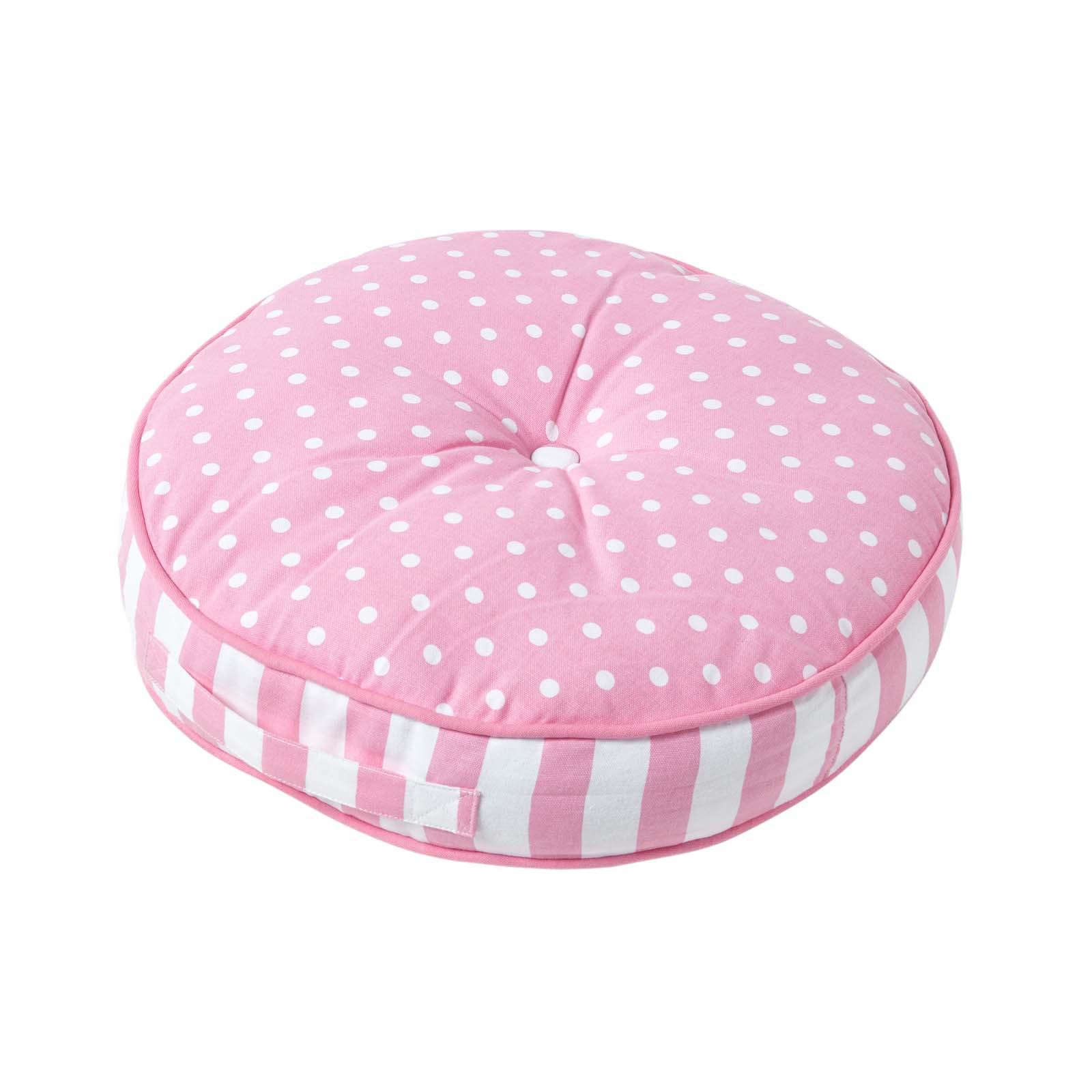 BODENKISSEN rosa, Punkte & Streifen ? 43/7 cm - Rosa, Textil (43/43/7cm) - Homescapes