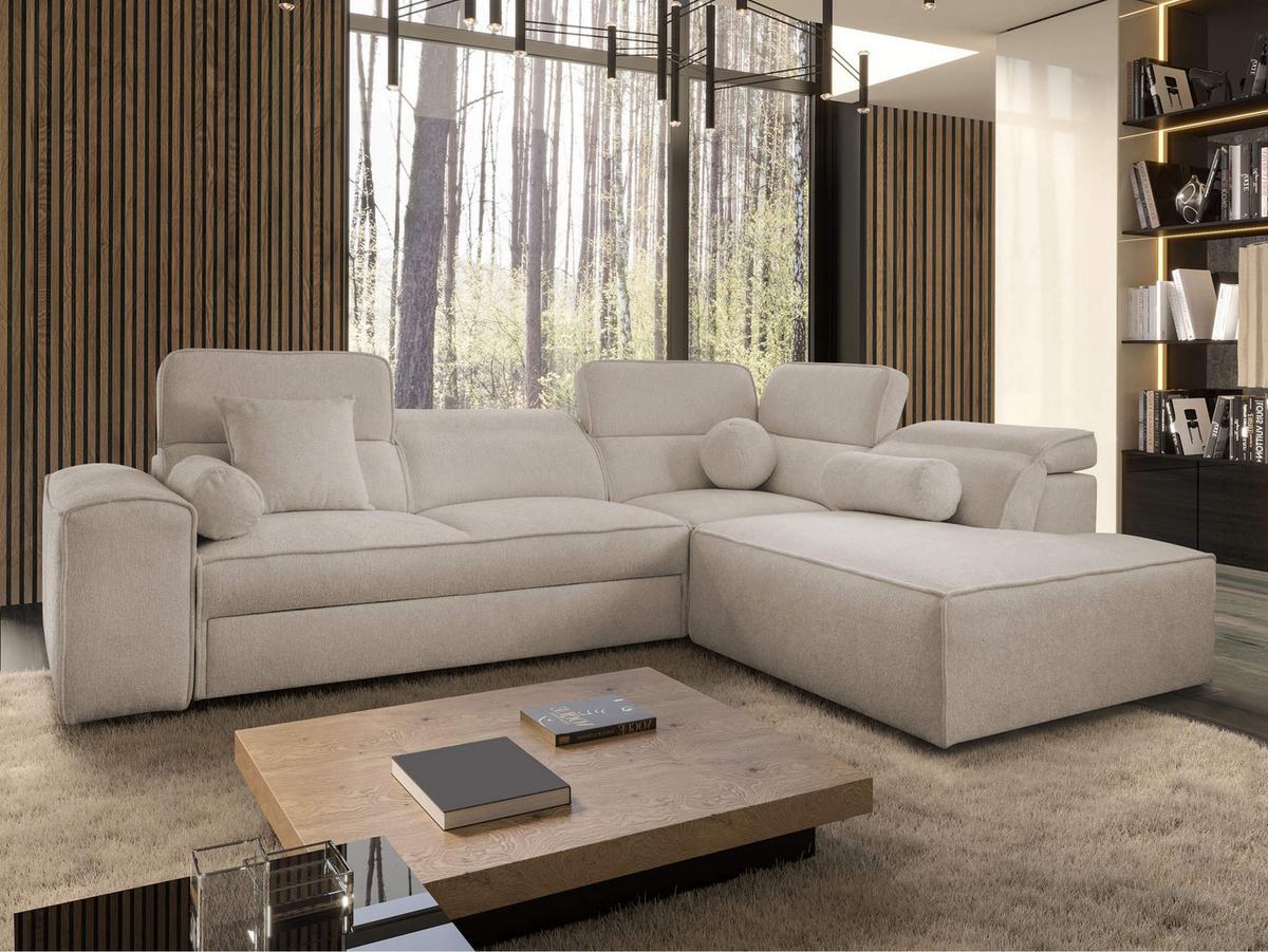 ECKSCHLAFSOFA Vito VII, Seite: Rechts - Hellbraun, Holz/Textil (276/214cm) - MIRJAN24