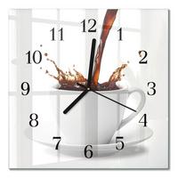 WANDUHR aus Glas 30x30 cm - Tasse Kaffee - Weiß, Glas (30/30/0.4cm) - TULUP