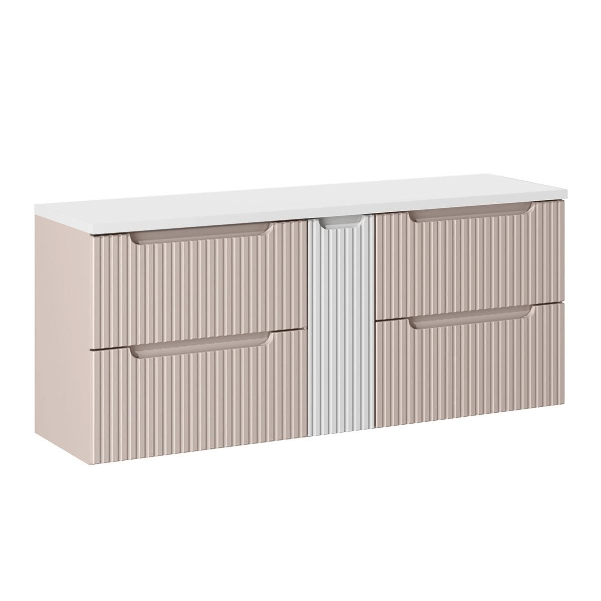 WASCHTISCHUNTERSCHRANK 140.4cm Riva Kaschmir - Beige/Weiß, Holzwerkstoff (140.4/59/40cm) - Petits-meubles
