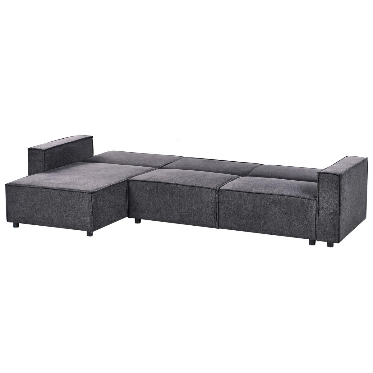 ECKSCHLAFSOFA 3-Sitzer Stoff Graphitgrau rechtsseitig Romedal Ii - Graphitfarben, Textil (290/173cm) - Beliani