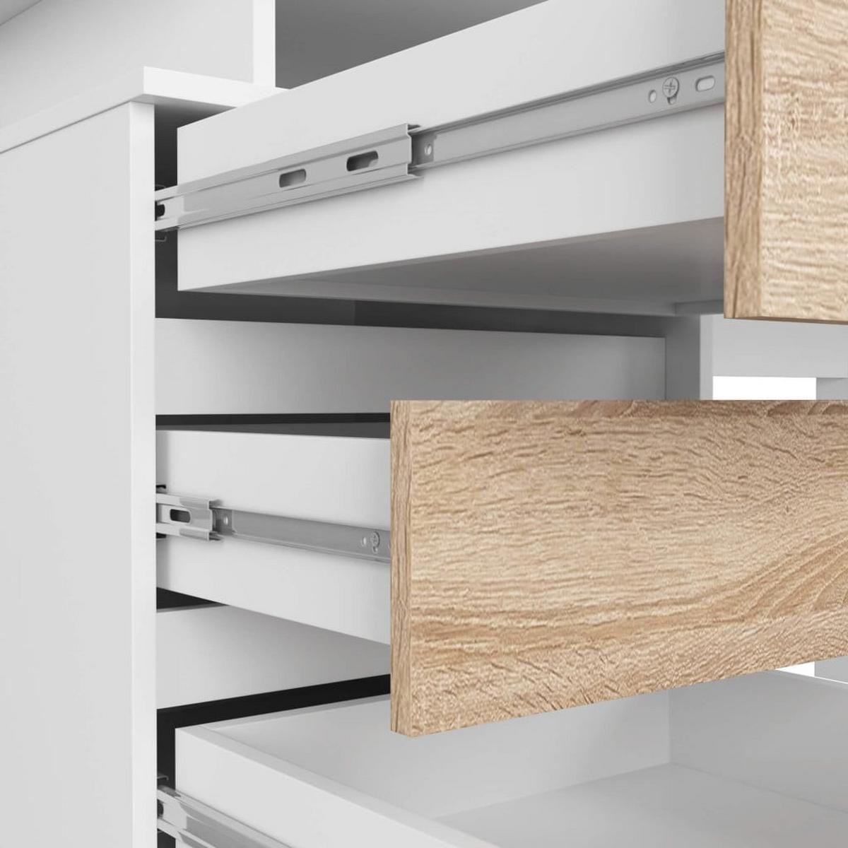 SCHREIBTISCH Weiß, Sonoma 77/135/60 - Weiß/Sonoma Eiche, Holzwerkstoff (155/85/77cm) - RAUMHIRSCH FURNITURE