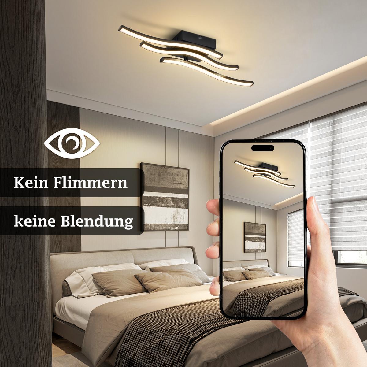 LED DECKENLEUCHTE Asteria 51.5/12/7.5 cm - Schwarz, Kunststoff (51.5/12/7.5cm) - ZMH