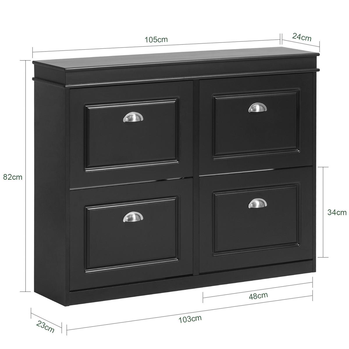 SCHUHSCHRANK Schwarz - Schwarz, Holzwerkstoff (105/82/24cm) - SoBuy