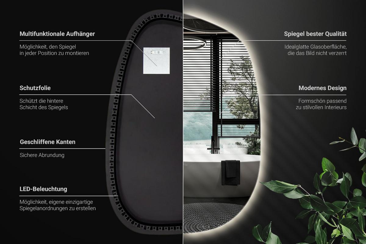 LED SPIEGEL 49x34 cm Neutralweiß 4000K - Transparent, Glas (49/34/0.4cm) - Wallfluent