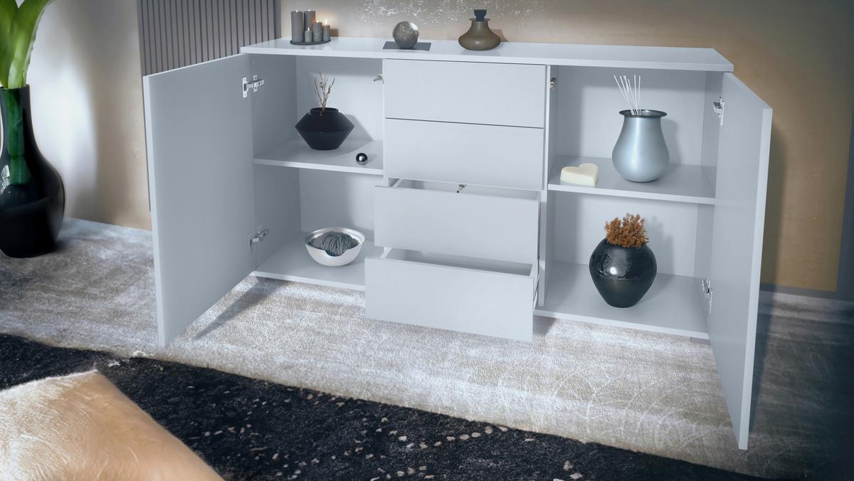 SIDEBOARD Santo Weiß matt - Weiß, Holzwerkstoff (138.5/75.5/35cm) - Vladon