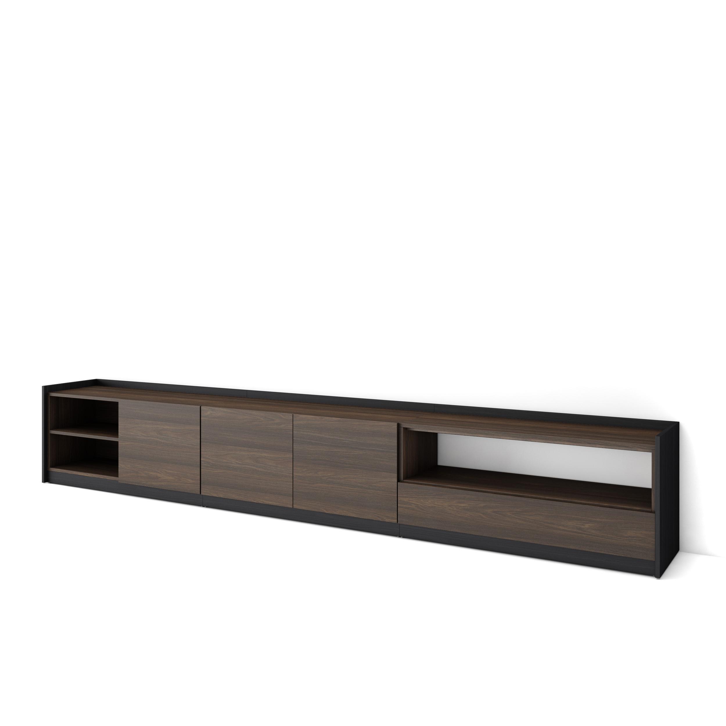LOWBOARD, Dunkler Eiche und Schwarz, 310/37/50cm - Hellbraun, Holzwerkstoff (310/50/37cm) - Skraut Home