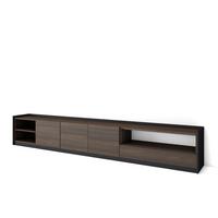 LOWBOARD, Dunkler Eiche und Schwarz, 310/37/50cm - Hellbraun, Holzwerkstoff (310/50/37cm) - Skraut Home