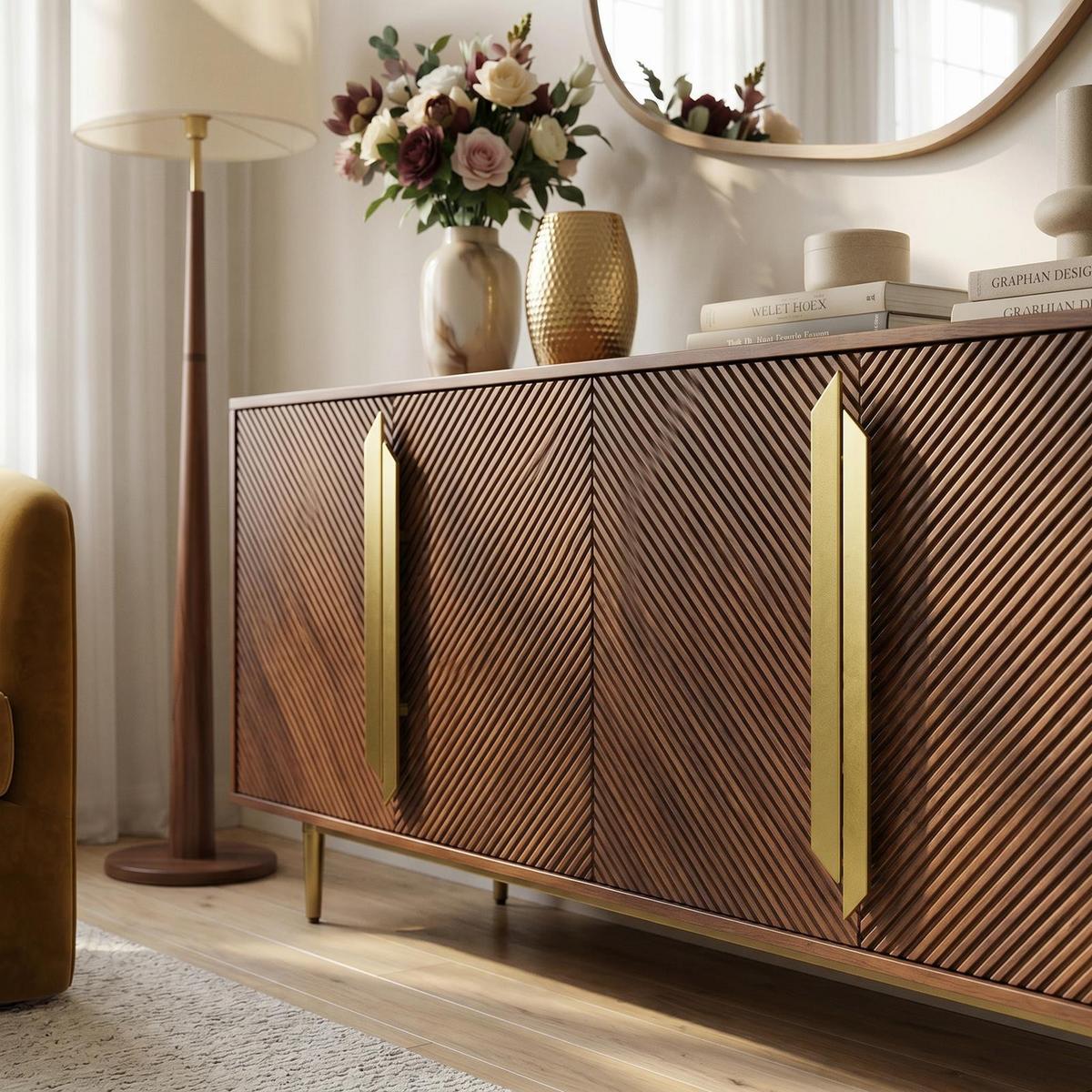 SIDEBOARD TAGULA braun, gold - Braun, Holz (180/75/45cm) - IDIMEX