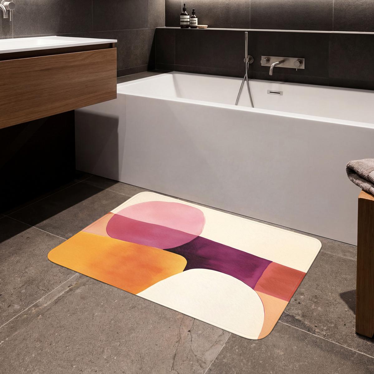 BADEMATTE Formen - Abstrakt - Farbenfroh 90x60 cm - Terracotta, Textil (90/60cm) - OnlyWow