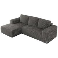 ECKSOFA TRENTINO L Dunkelgrau Cord - Links - Dunkelgrau/Schwarz, Kunststoff/Textil (266/164cm) - MKS
