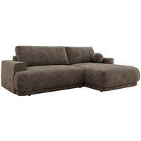 ECKSCHLAFSOFA RINA L Braun Schenille grob gewebt - rechts - Schwarz/Braun, Kunststoff/Textil (170/267cm) - MKS
