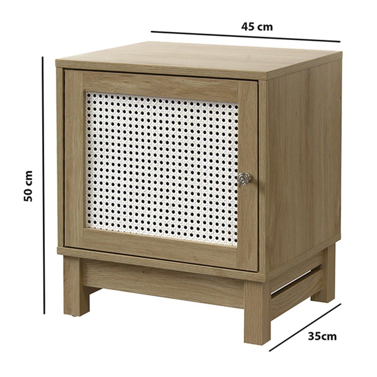 NACHTTISCH mit 1 Tür Rattanimitat - Apfelbaumfarben, Holzwerkstoff (35/50/45cm) - Calicosy