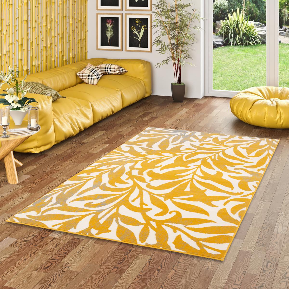 MODERN DESIGNER VELOURS TEPPICH SAMBA - Gelb, Textil (120/170cm) - Pergamon
