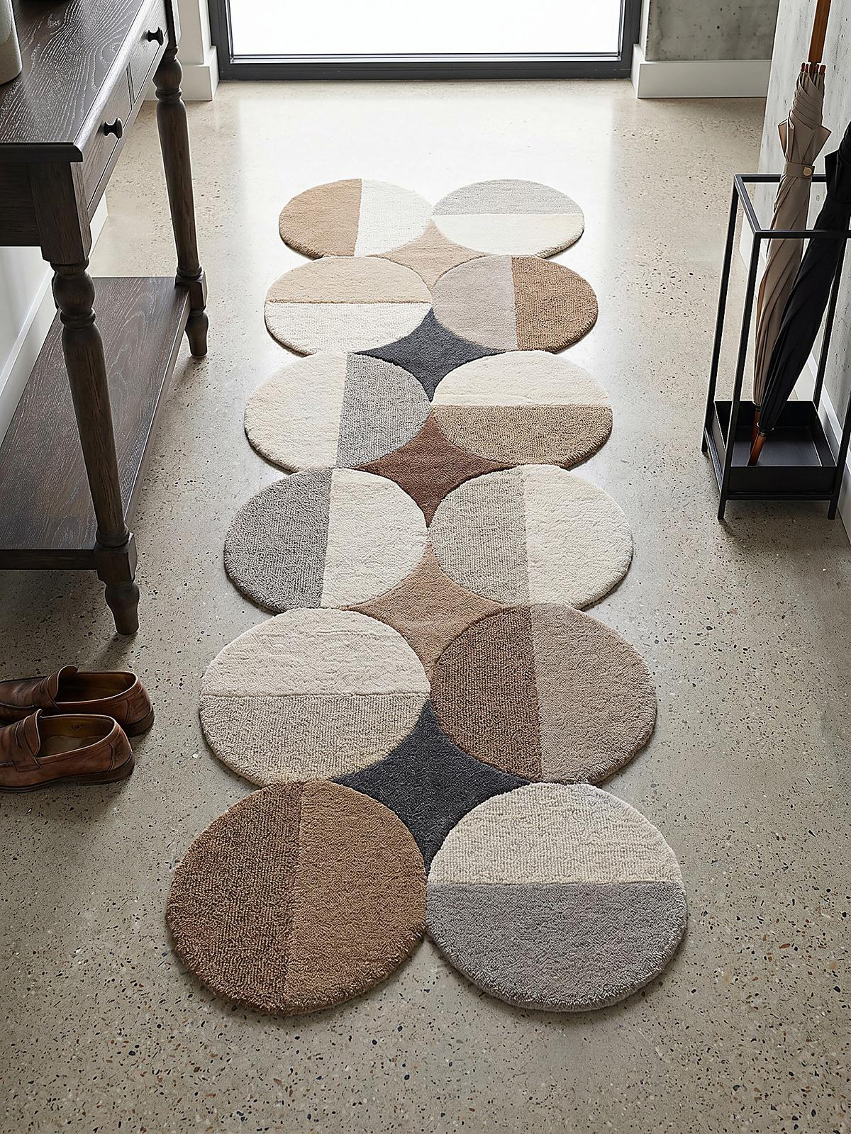 WOLLTEPPICH HALLEIN, mit Wellenmuster, Beige-Braun, 80 x 230 cm - Beige, Textil (80/230cm) - KADIMA DESIGN