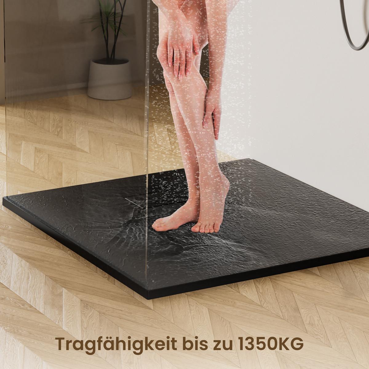 DUSCHWANNE mit rutschhemmender Oberfläche Schwarz 90/90 cm - Schwarz, Kunststoff (90/2.6/90cm) - EMKE