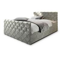 BOXBETT MANDI 200x200 cm mit Matratze und Topper, H2+H3 - Hellgrau - Hellgrau, Holz (200/200cm) - MASSENO