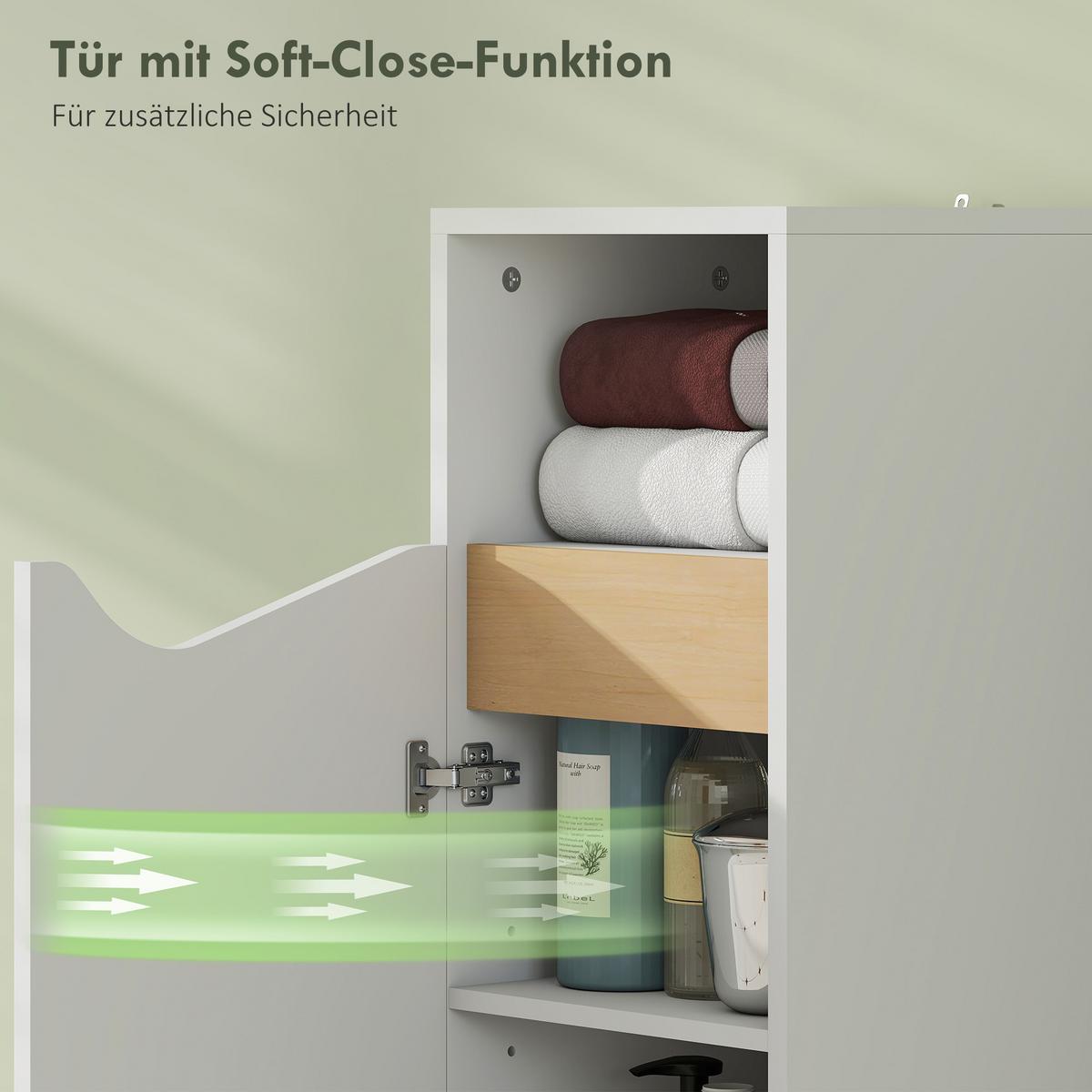BADEZIMMERSCHRANK Schmal Badschrank mit Verstellbaren Ablagen, offenem Fach - Weiß, Holzwerkstoff (30/71.5/30cm) - HOMCOM