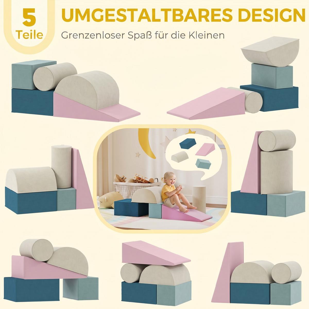 WEICHES-KINDERSPIELSET 7er Set Samt-30D-PU-Schaum Mehrfarbig - Multicolor, Textil (40.6/61cm) - AIYAPLAY