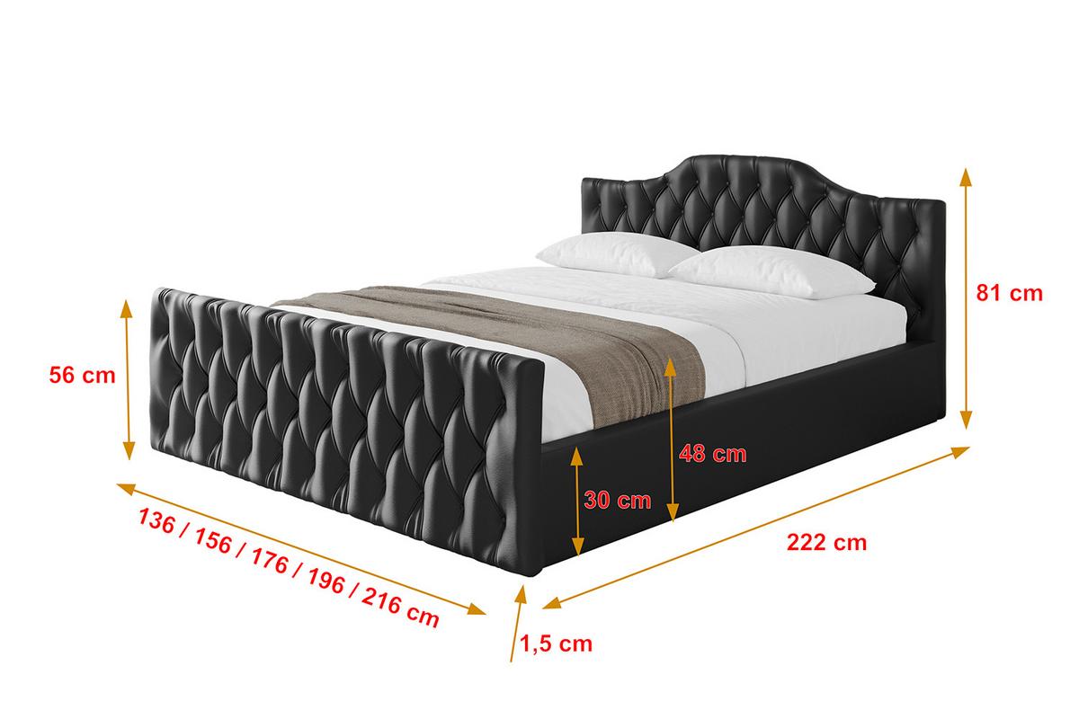 POLSTERBETT mit Bettkasten, Fußteil und Lattenrost, Boxbett mit Matratze H3/H4 - FALIO-Z-V1 120x200 Schwarz Kunstleder - Schwarz Hochglanz, Holzwerkstoff/Textil (120/200cm) - ALTDECOR