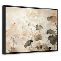 LEINWAND Bilder mit Rahmen - Blumen - Japandi - Wabi sabi - 40x30 - Sandfarben, Textil (40/30cm) - MuchoWow