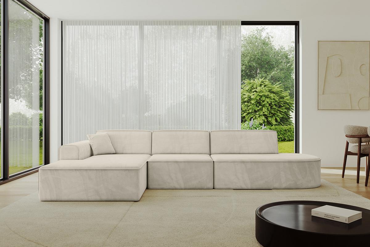 ECKSOFA Ottomane Links IREA-L2-v3 - 328x171x79 cm Dunkelgrau - Ecru, Holzwerkstoff/Textil (328/171cm) - ALTDECOR