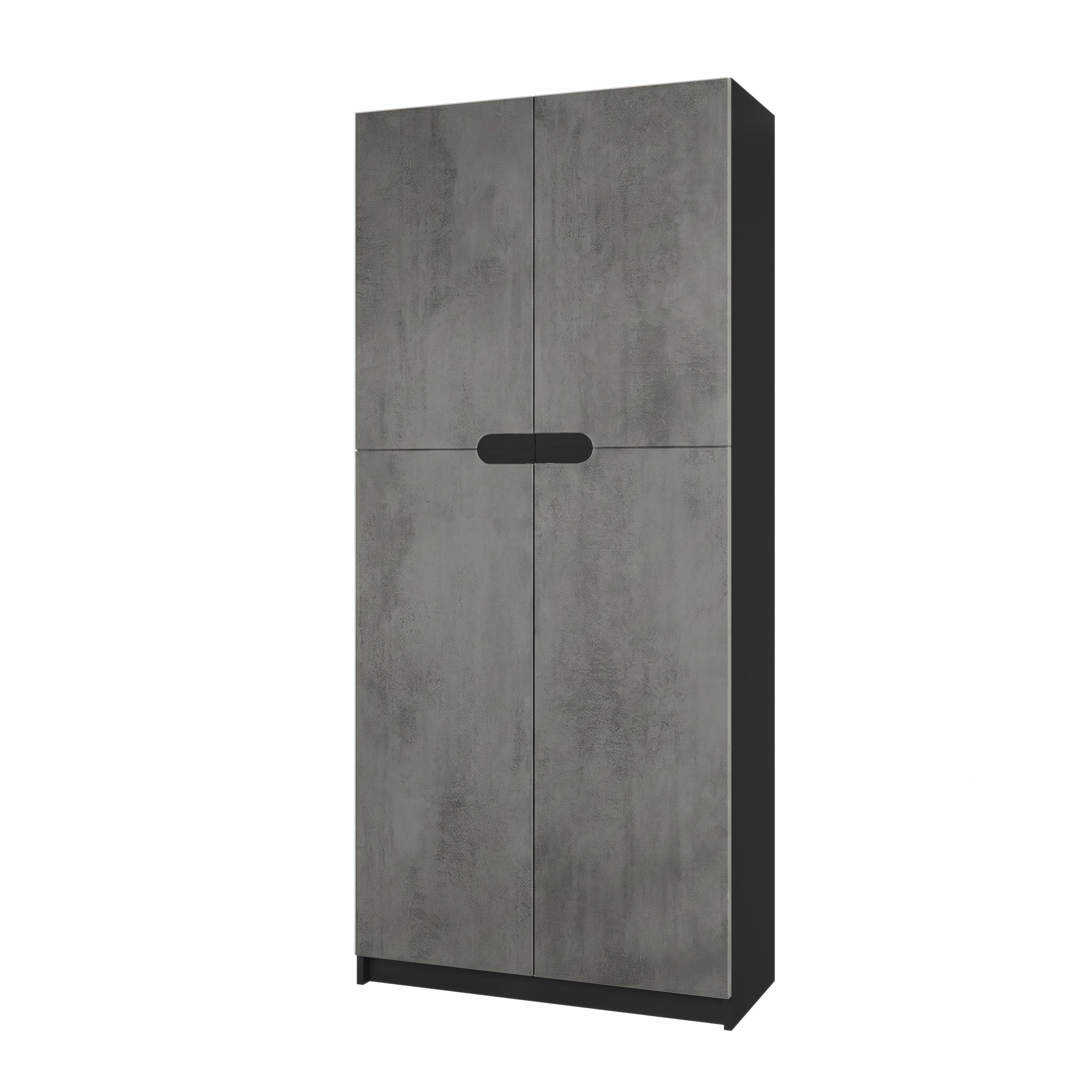 BÜROSCHRANK Logan Fronten in Beton Dunkel Optik - Dunkelgrau, Holzwerkstoff (82/184/37cm) - Vladon