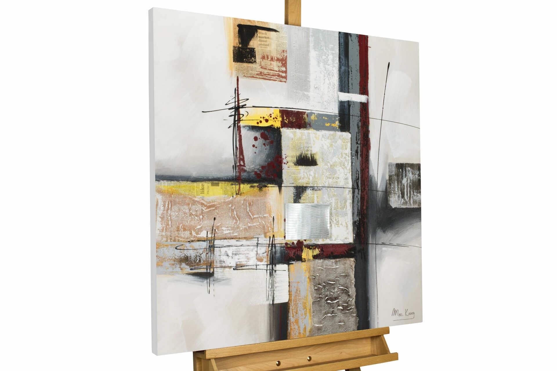 ACRYLBILD HANDGEMALT 80/80 cm - Beige/Grau, Holz/Textil (80/80cm) - KUNSTLOFT