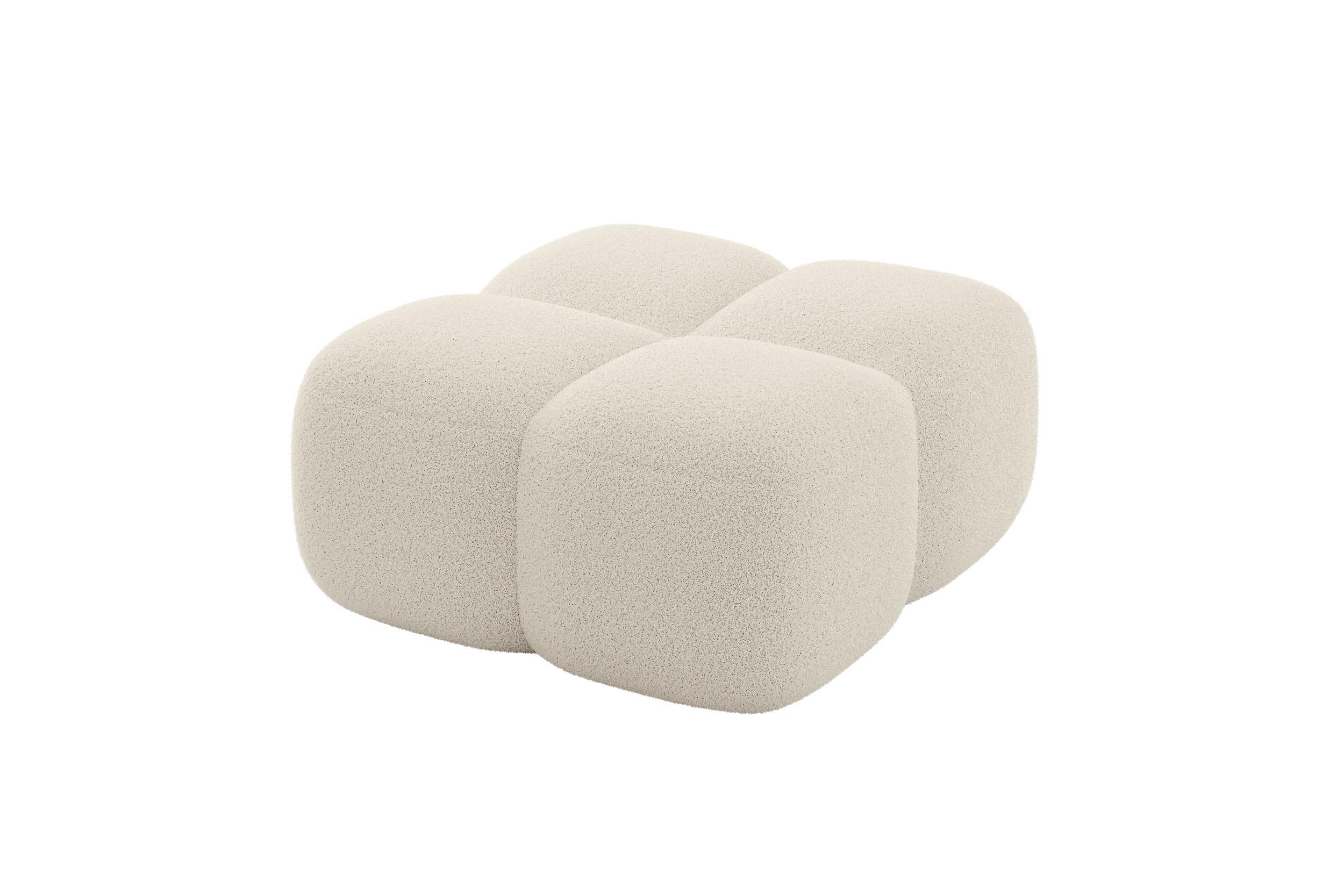 POUF Miko-Puf 90x90x45 cm Beige Bouclé Modular Sitzhocker - Sandfarben/Schwarz, Holzwerkstoff/Kunststoff (90/43/90cm) - ALTDECOR