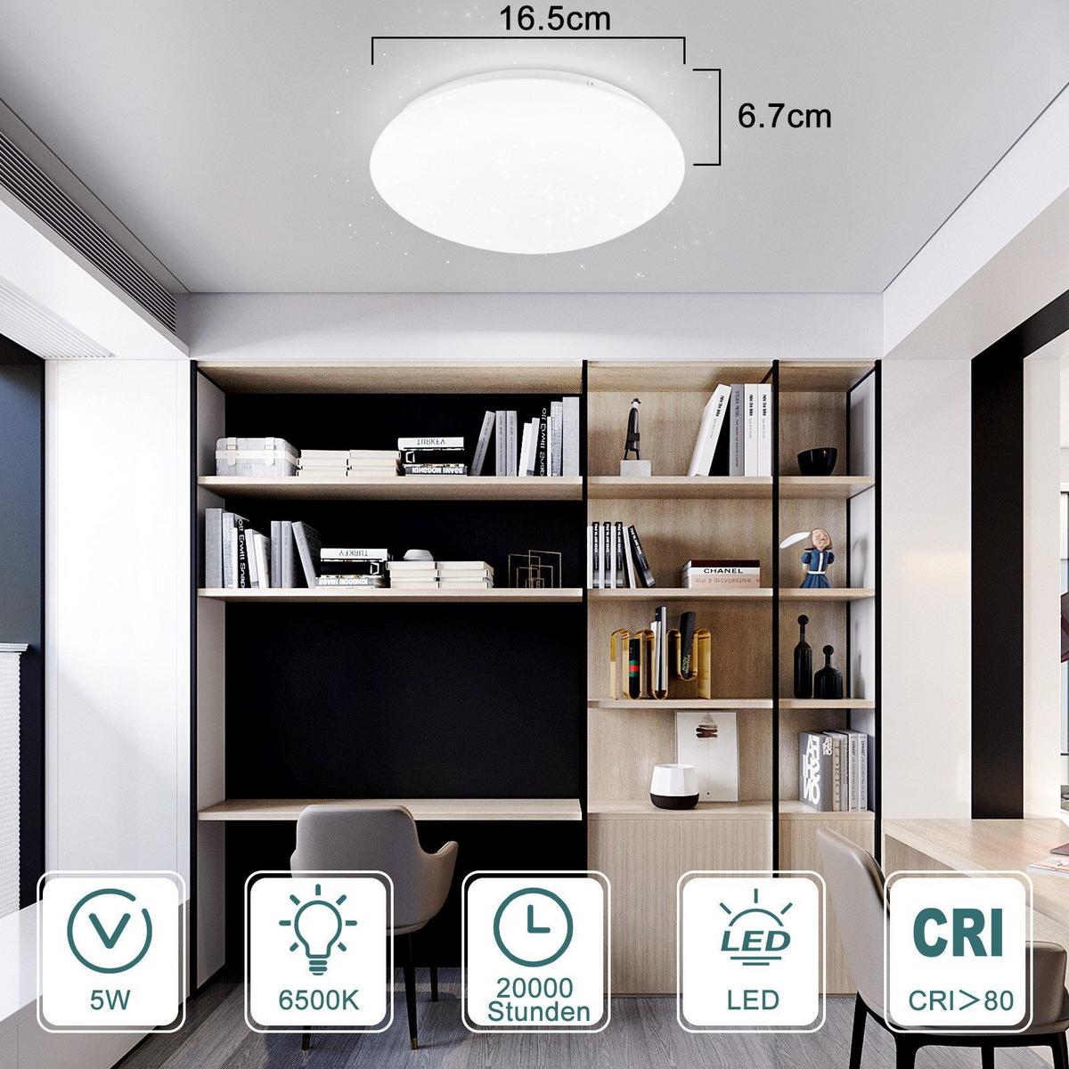 LED-2 DECKENLEUCHTE brot 6500K - Kaltlicht 17/17/7 cm - Weiß, Metall (17/17/7cm) - Nettlife