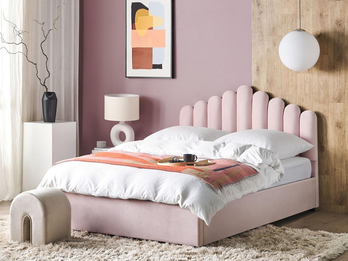 POLSTERBETT 180x200 cm Rosa Vincennes - Pink, Textil (180/200cm) - Beliani