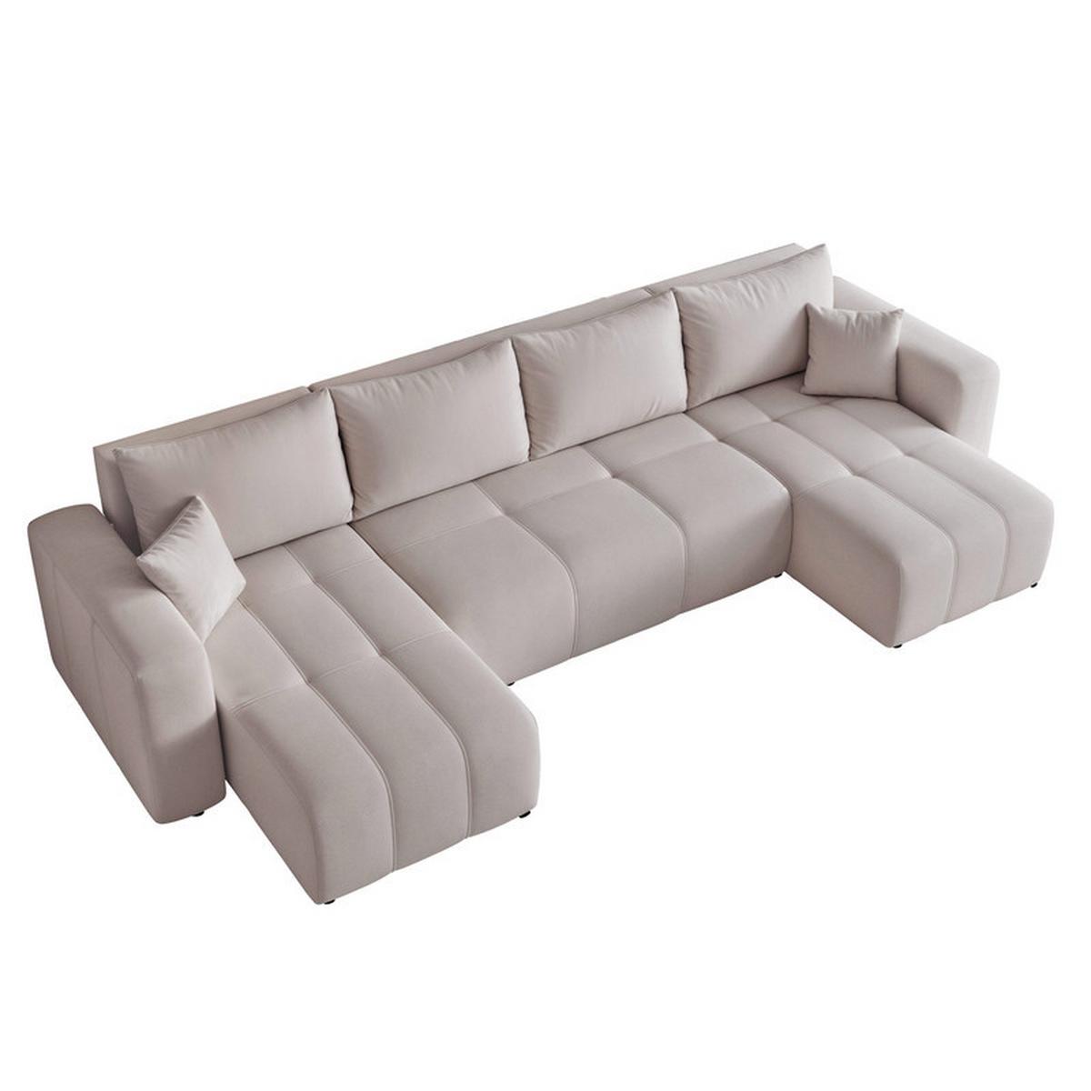 WOHNLANDSCHAFT PEDRO mit Schlaffunktion und Bettkasten Hellgrau - Grau, Holzwerkstoff/Textil (318/79/145cm) - Idohome