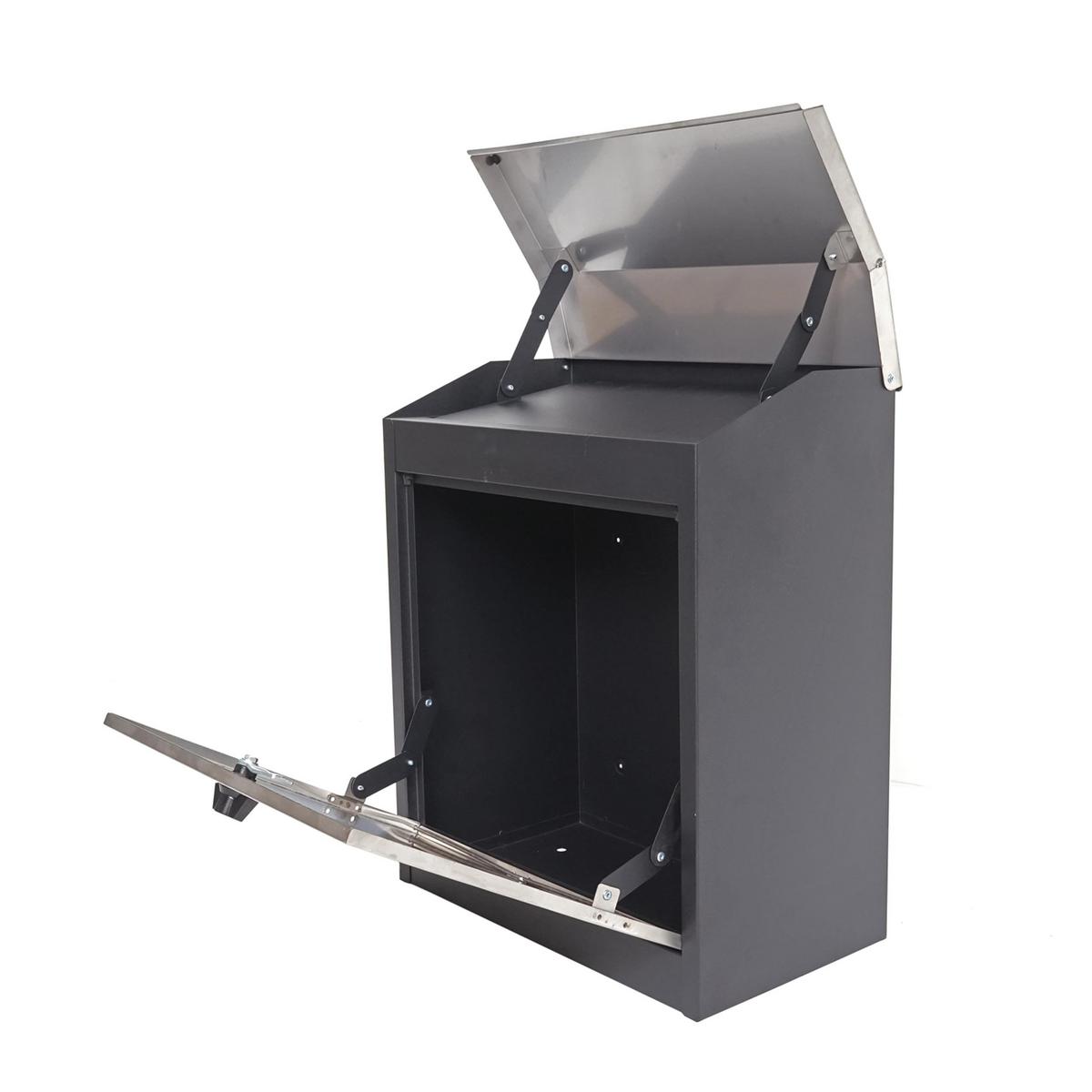 XXL BRIEFKASTEN ABSCHLIEßBAR Silber, Schwarz - Silberfarben/Schwarz, Metall (44/52/25cm) - MCW