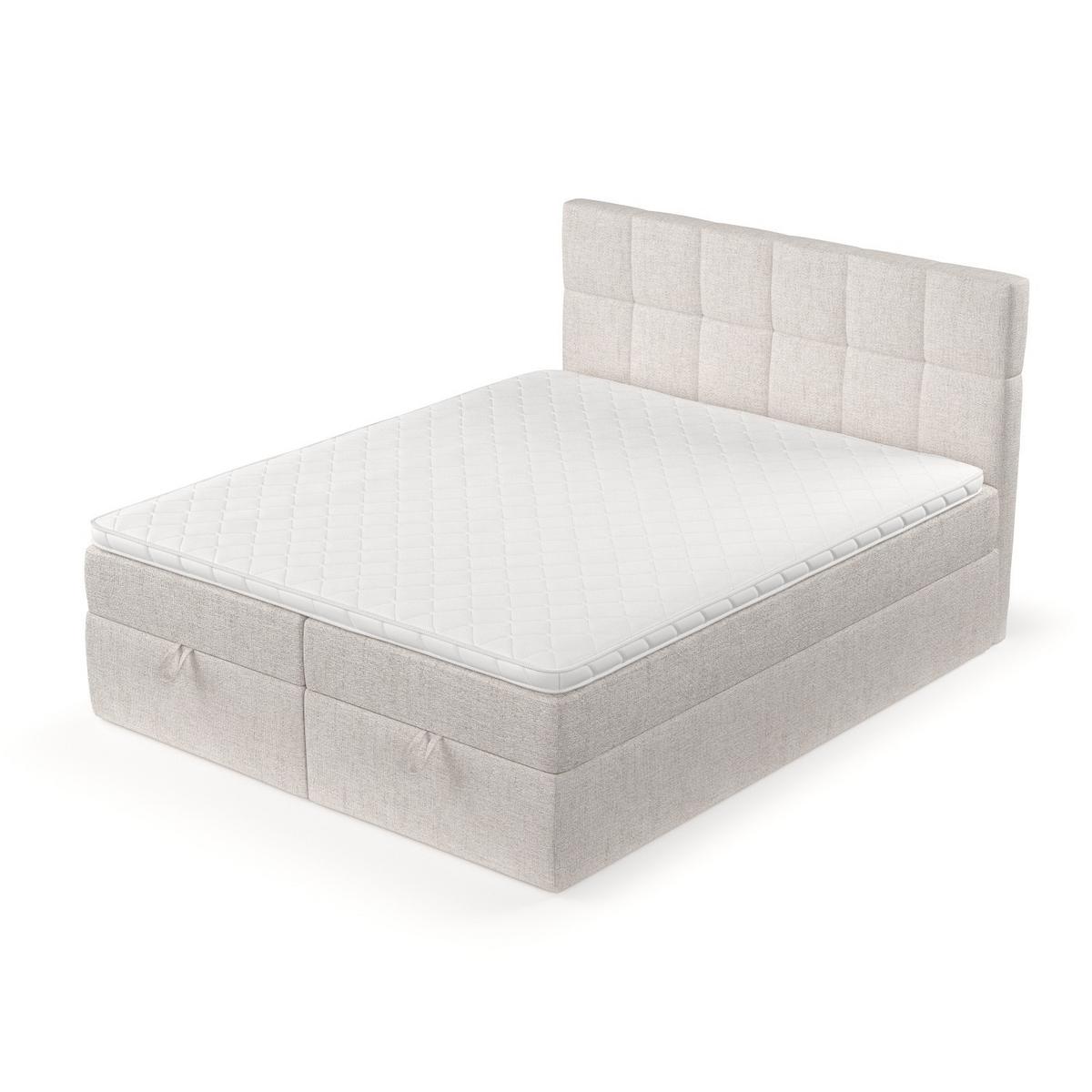 BOXBETT Savio 200/200 cm Hellbeige im Neve Stoff - Sandfarben/Schwarz, Holz/Holzwerkstoff (200/200cm) - AltaBeds