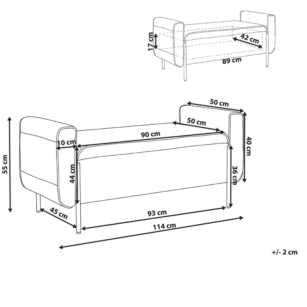 SITZBANK Gelb Lewes - Gelb/Schwarz, Textil (114/55/50cm) - Beliani