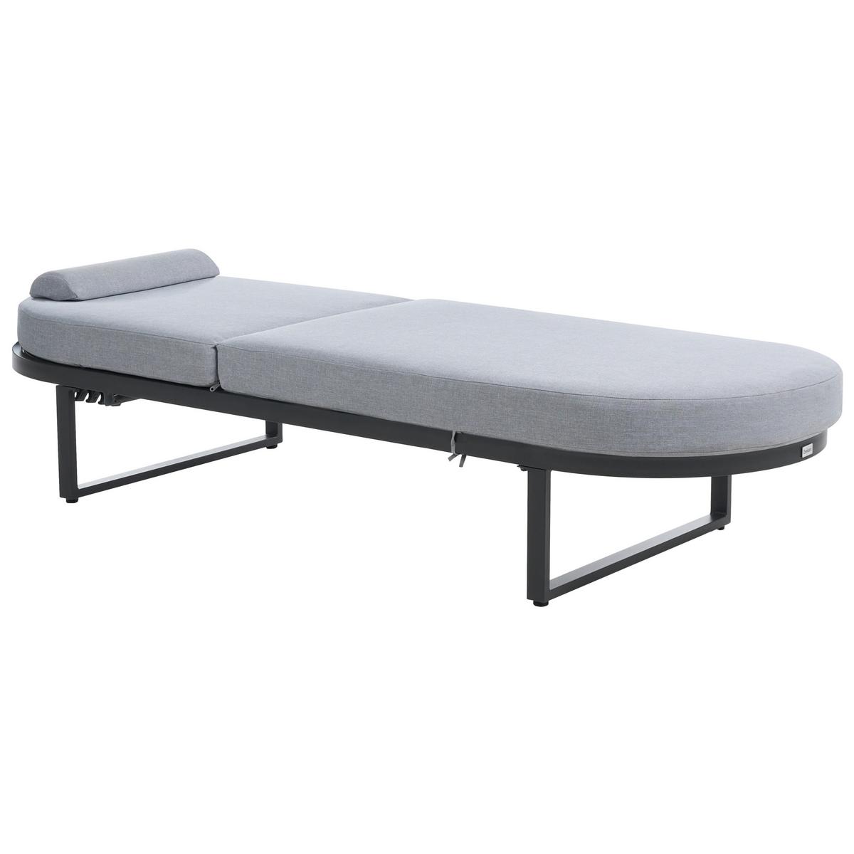 SONNENLIEGE mit Kissen Metall Grau Roncolo - Dunkelgrau/Schwarz, Metall (128/40/70cm) - Beliani