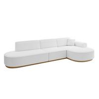 ECKSOFA Ottomane Rechts MARI-L2-v2 - 328x171x83 cm Weiß Bouclé - Weiß, Holzwerkstoff/Textil (171/328cm) - ALTDECOR