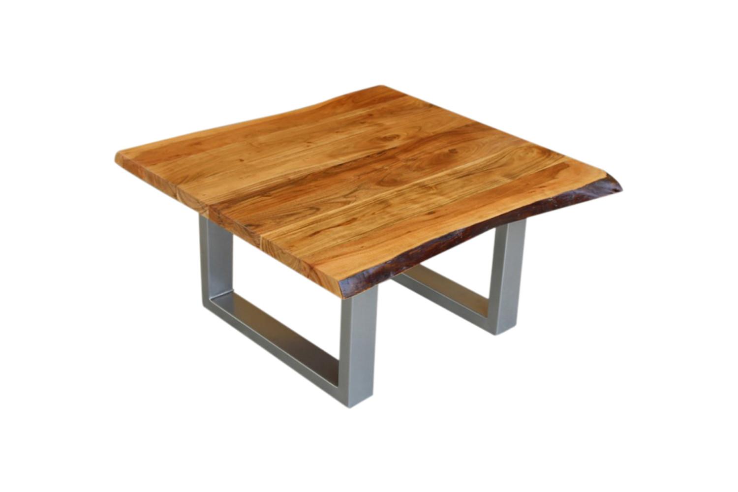 COUCHTISCH LORE Holz Akazie - Silberfarben/Zwetschgeholzfarben, Holz/Metall (80/80/42cm) - KAWOLA