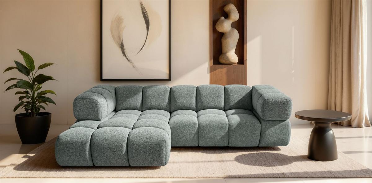 ECKSOFA Blanche In Puente - Grün, Holzwerkstoff/Textil (280/150cm) - Fun Möbel