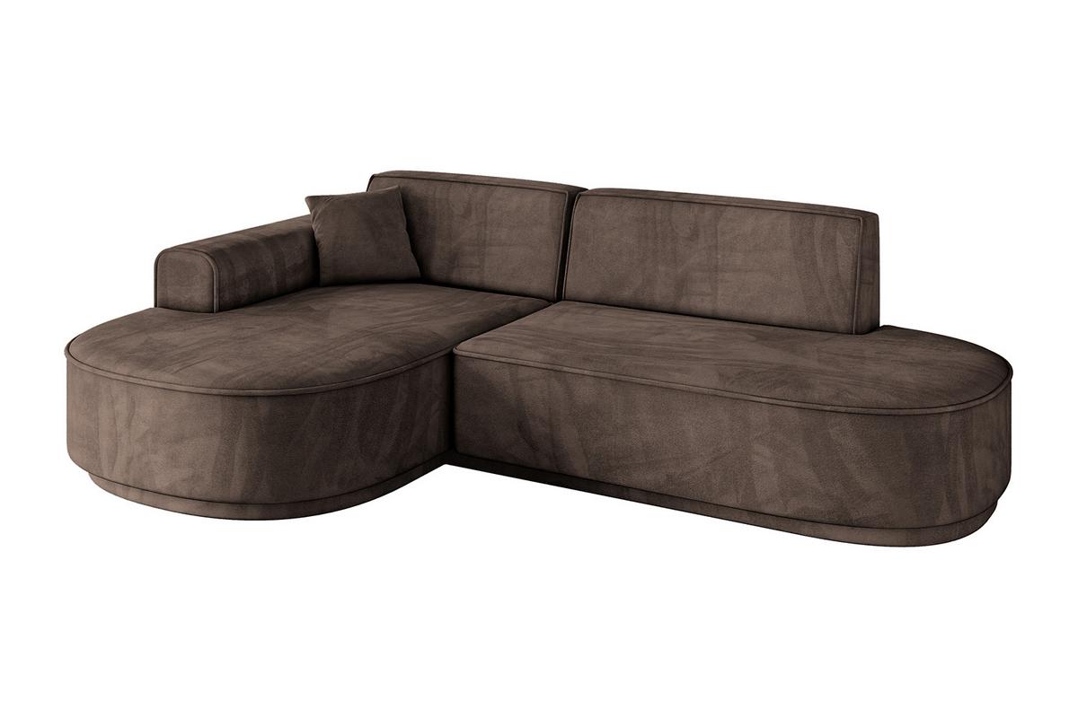 ECKSOFA Ottomane Links MARI-L1 - 243x171x79 cm Braun Velours - Schwarz/Braun, Holzwerkstoff/Kunststoff (243/171cm) - ALTDECOR