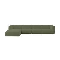 ECKSOFA Ottomane Links MIRA-L3 409x179x70 Grün Bouclé - Schwarz/Olivgrün, Holzwerkstoff/Kunststoff (409/179cm) - ALTDECOR