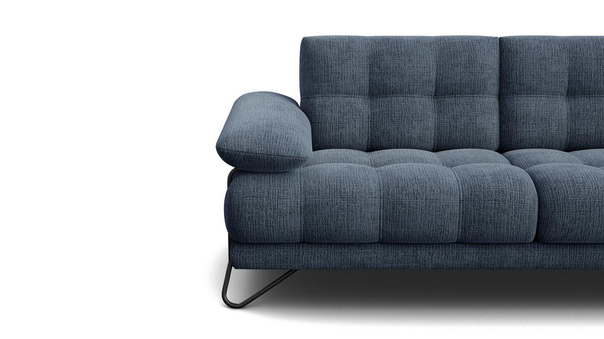 SOFA BUBBARA 2,5-Sitzer, marineblau - Blau/Schwarz, Holz/Textil (215/87/96cm) - Wozimo