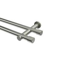 GARDINENSTANGE Platon Santo 520 cm (geteilt in 4 x 130 cm), 2-läufig (ohne Ringe), 20 mm Ø Edelstahl-Optik - Edelstahlfarben, Metall (520cm) - INTERDECO