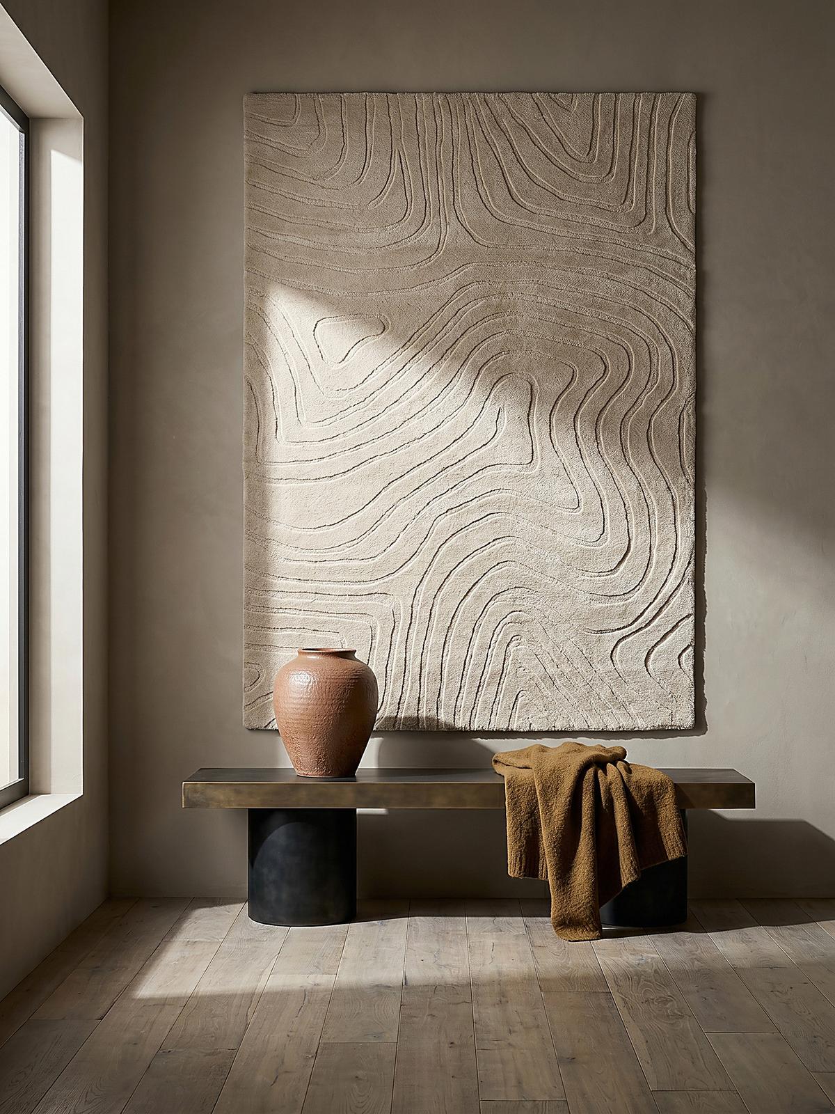 WOLLTEPPICH LEVEN, abstrakt, Beige, 60 x 230 cm - Beige, Textil (230/60cm) - KADIMA DESIGN