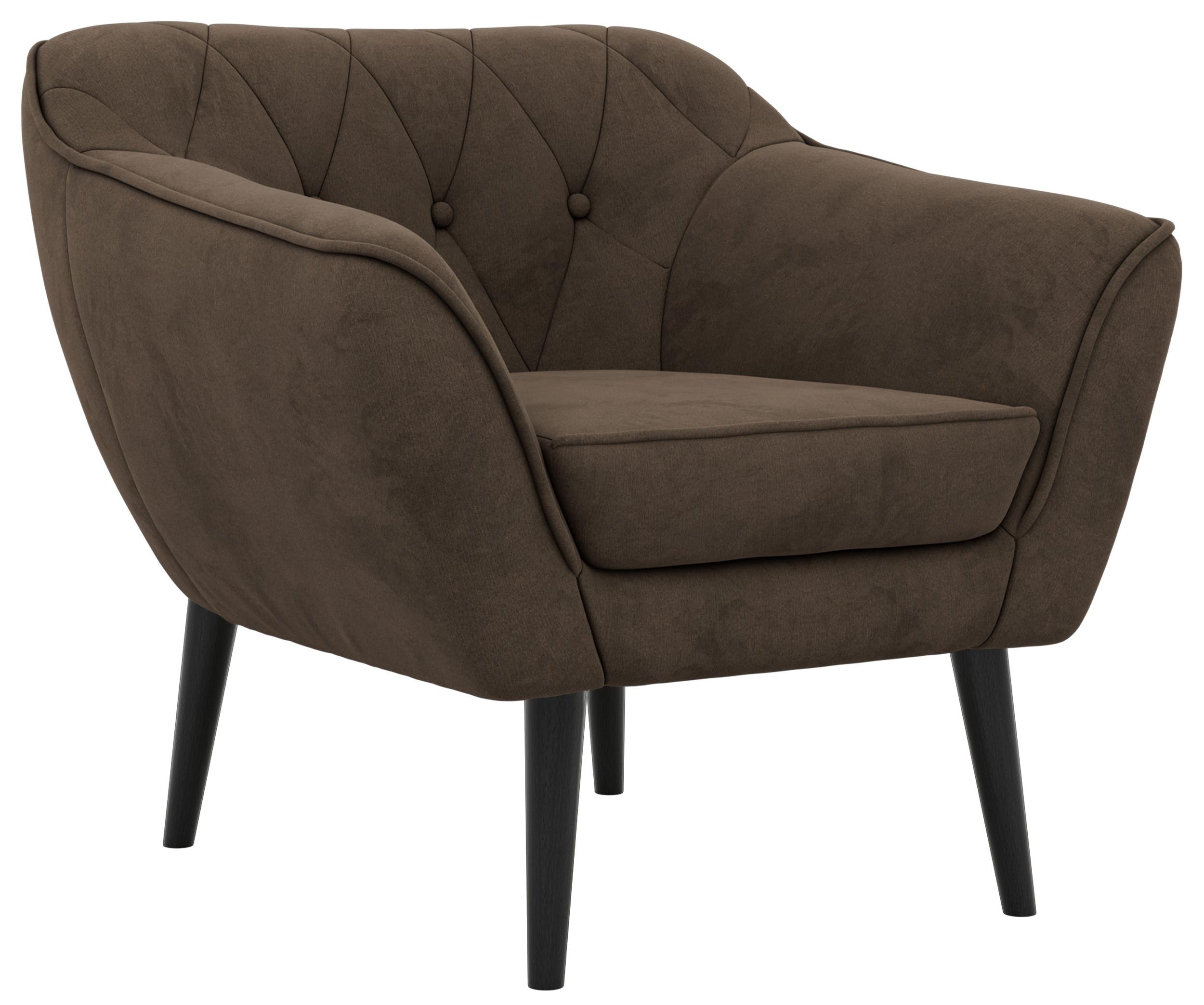 SESSEL PIRS - Braun Velvet - Schwarze Beine - Dunkelbraun/Schwarz, Holzwerkstoff/Textil (80/75/74cm) - MKS