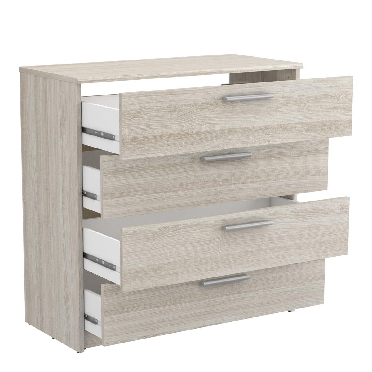 KOMMODE mit 4 Schubladen L79,6 cm, helles Holzdekor - Pricy - Eiche Artisan, Holzwerkstoff (37.9/80.6/39.7cm) - Calicosy
