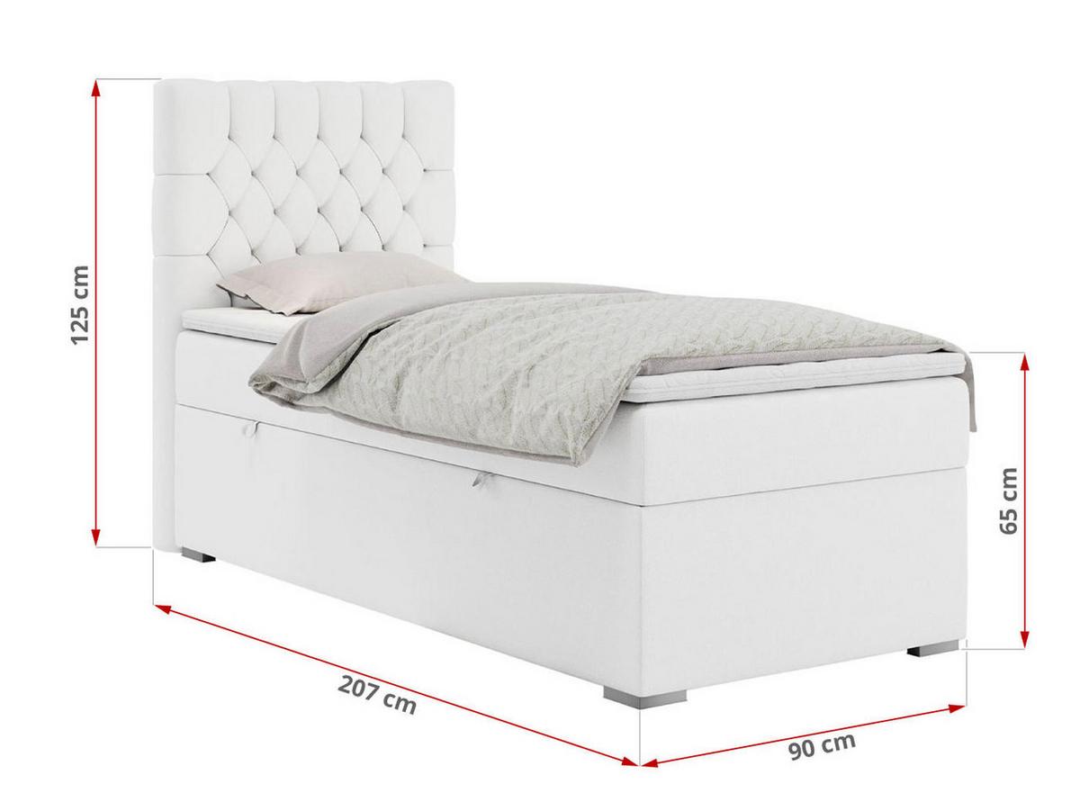 BOXBETT PERA 90/200 Weiß Kunstleder - H4 - Links Seite - Weiß, Holz/Textil (90/200cm) - MKS