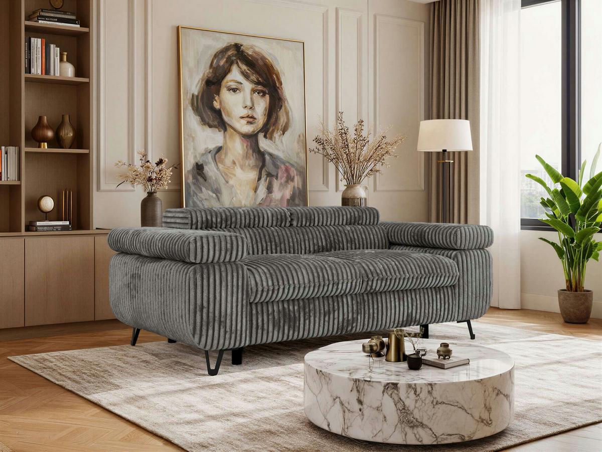 2-SITZER SOFA PETER - Grau Cord - Schwarz/Grau, Textil/Metall (200/76/99cm) - MKS